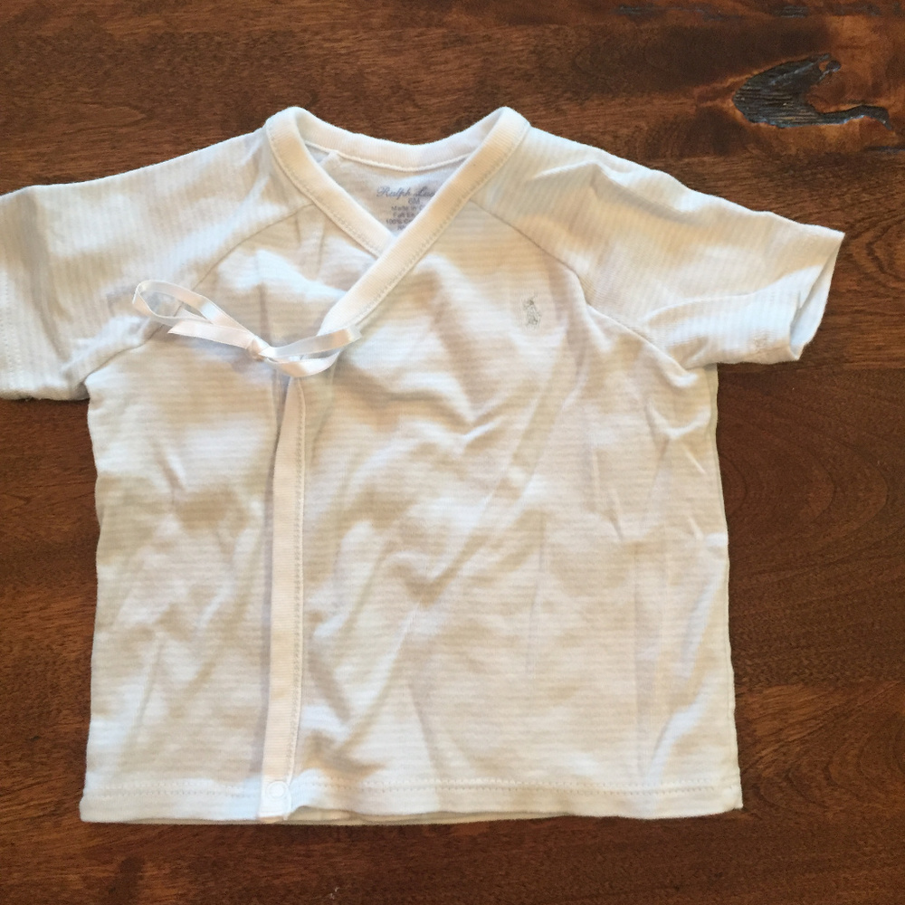 Ralph Lauren short sleeve blue striped shirt 6 mo